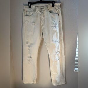 Levi's 501 Relaxed Fit Distressed White Jeans Size 32x30